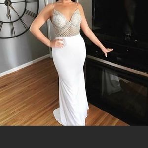 Beautiful White Jovani Dress Prom or Wedding